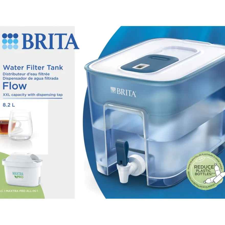 Brita Flow vedensuodatinsäiliö hanalla 8,2 l, sininen