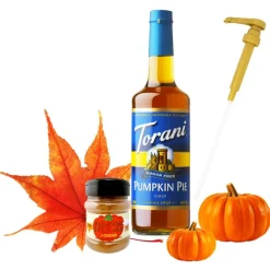 Crema Pumpkin Spice mausteseos 100 g + Torani Pumpkin Pie sokeriton makusiirappi 750 ml + pumppu