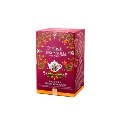 English Tea Shop Organic Black Tea & Ginger With Peach, 20 teepussia