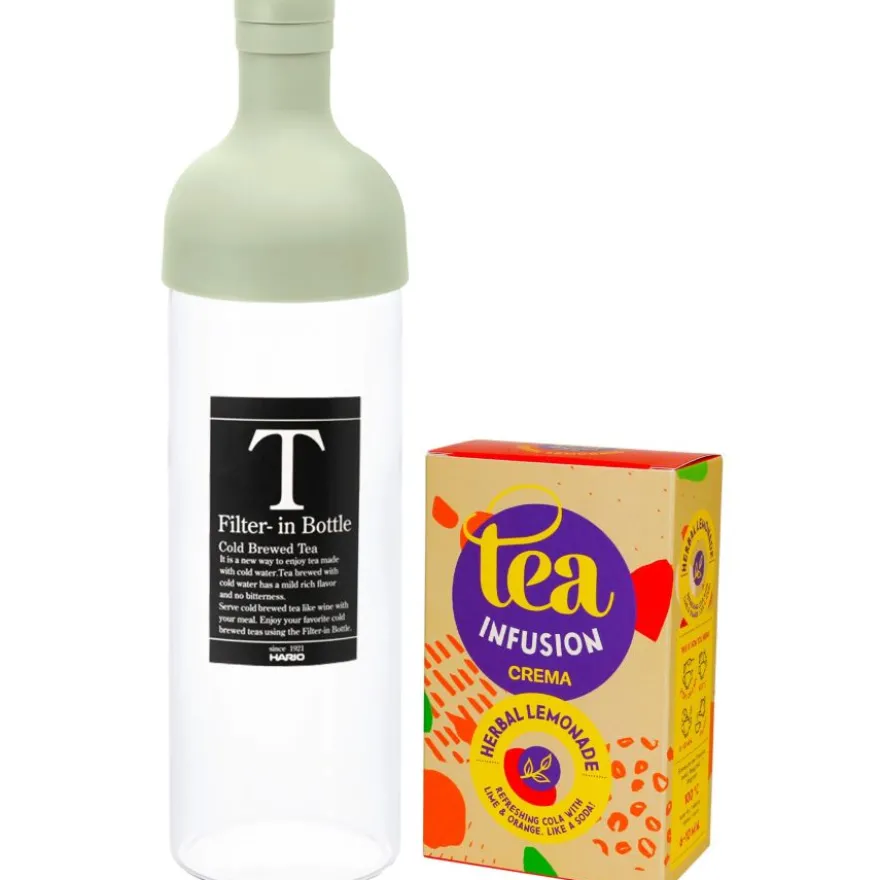 Hario Filter-In-Bottle -teepullo 750 ml + Crema Herbal Lemonade 75 g
