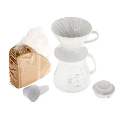Hario V60-02 Ceramic Dripper Set 600 ml, valkoinen