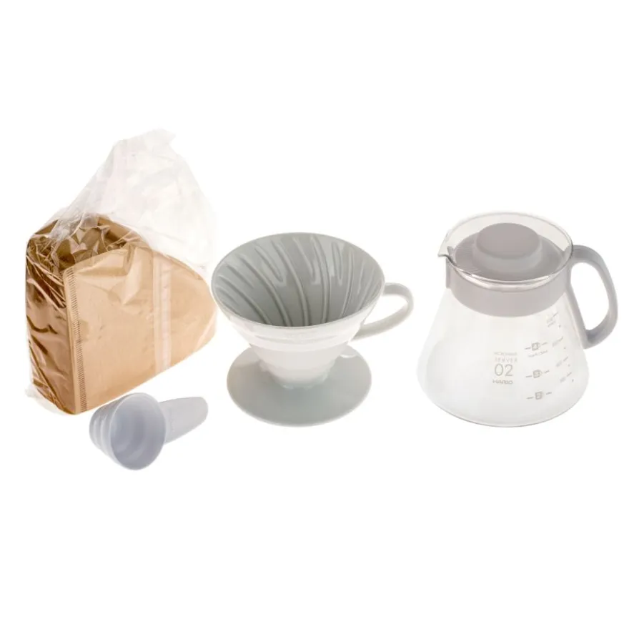 Hario V60-02 Ceramic Dripper Set 600 ml, valkoinen