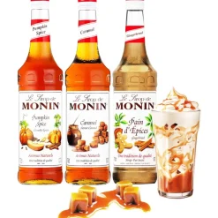 Monin Caramel + Pumpkin Spice + Gingerbread makusiirappisetti 3 x 700 ml