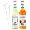 Monin sokeriton Vanille 700 ml + sokeriton Caramel 700 ml + 2 kpl Monin-siirappipumppu