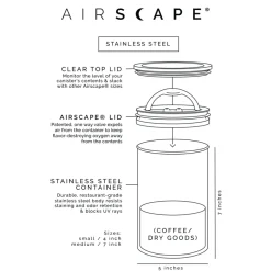 Planetary Design Airscape® Classic Stainless Steel säilytyspurkki, Brushed Steel